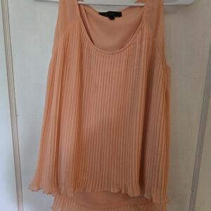 Orange Pleated Tank Top with Flowy Fit